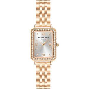 VICTORIA HYDE Womens Elegant Watch Mother Pearl Dial Gold Crystal Leather Band